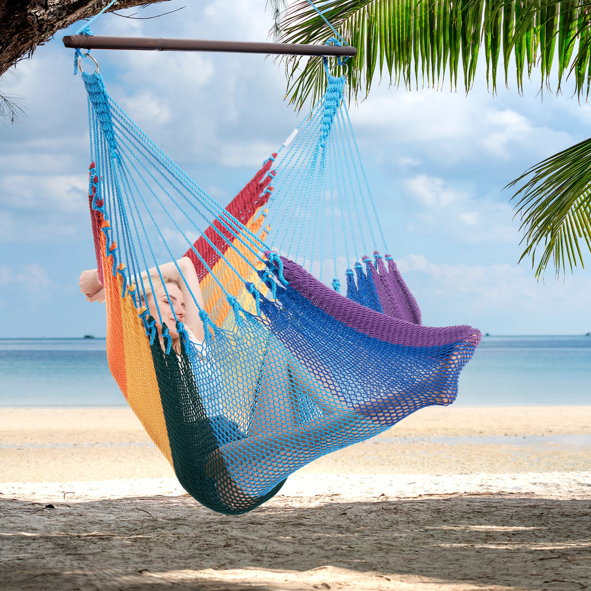 Jumbo Caribbean Hammock Chair - Rainbow