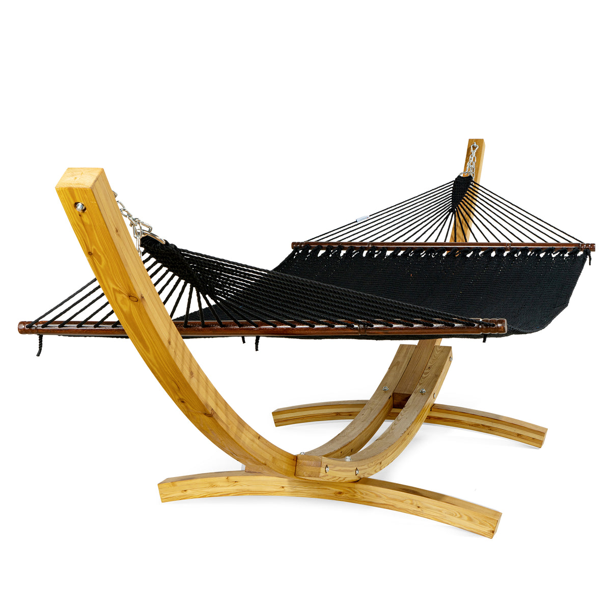 Jumbo Caribbean Hammock Black And Wood Arc Hammock Stand – Caribbean ...