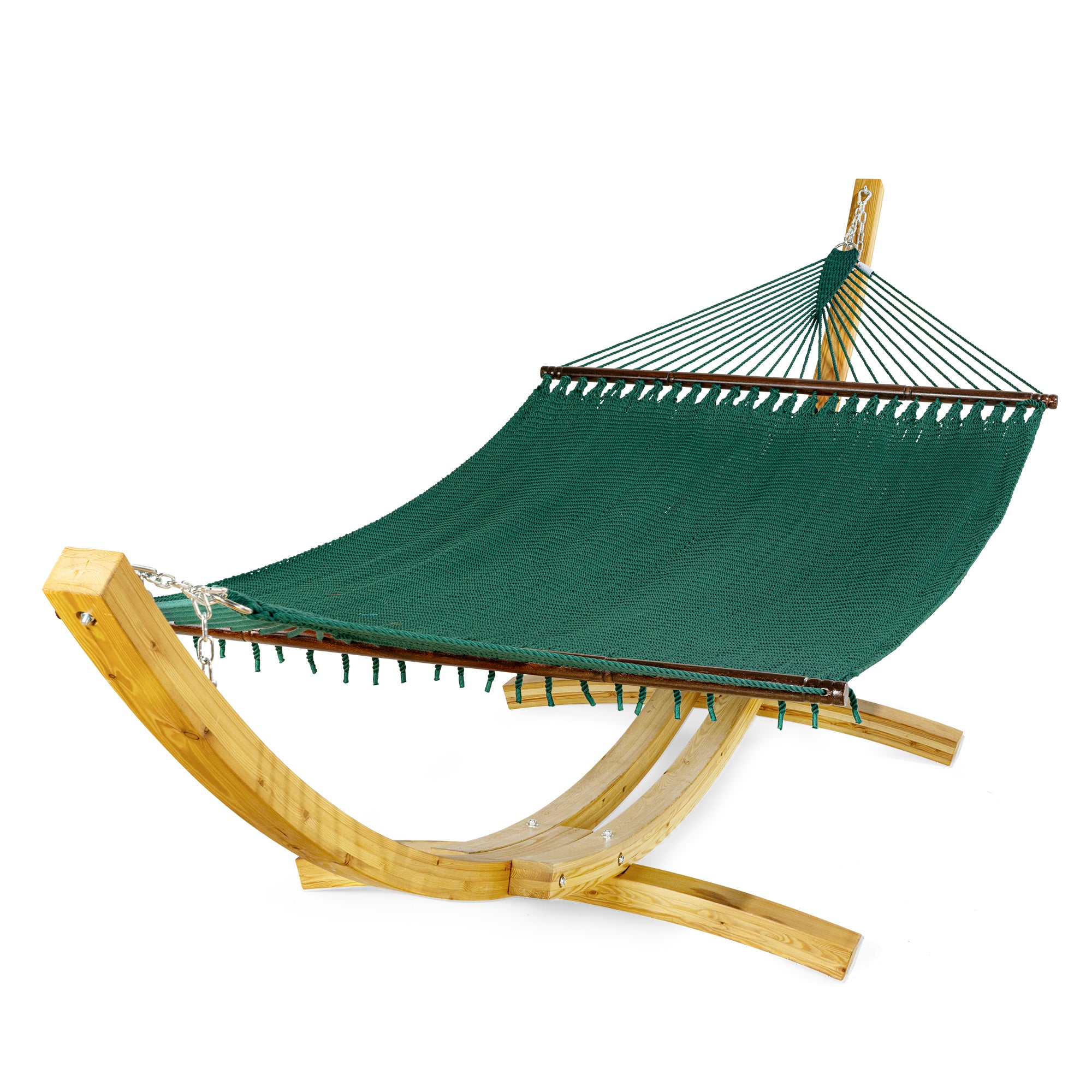 Jumbo Caribbean Hammock Green and Wood Arc Hammock Stand